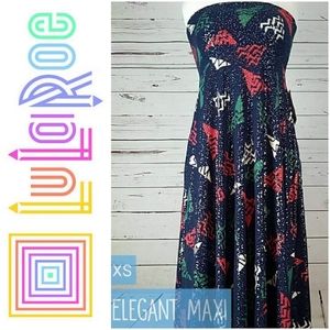 LuLaRoe Skirt Maxi Silky Navy with Silver Sparkle Print, Triangle NEW